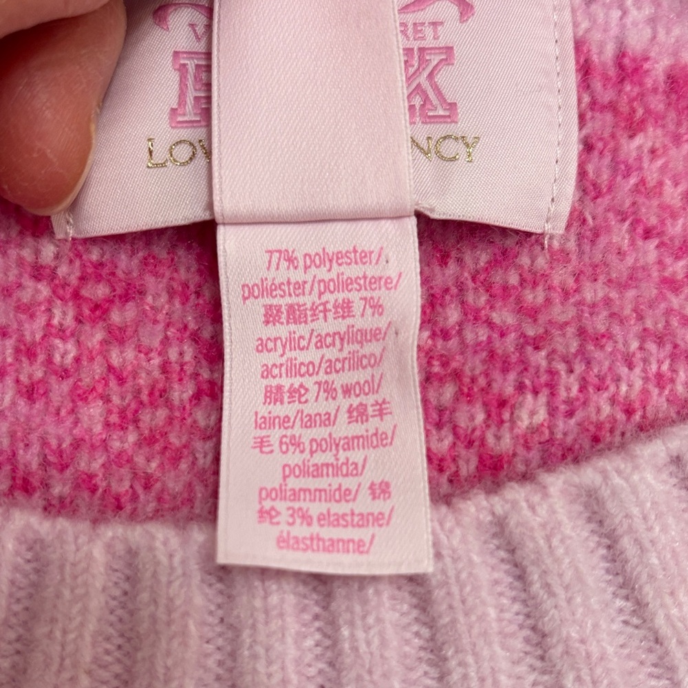 PINK Victoria's Secret Pink LoveShackFancy Coll Fair Isle Crewneck Sweater - Picture 6 of 7